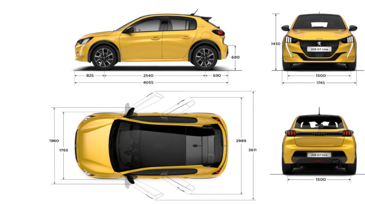 NEW Peugeot 208 dimensions